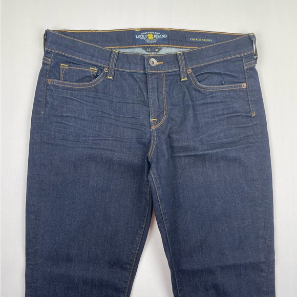 Lucky Brand Jeans Womens 12/31 Charlie Skinny Dark Wash Mid Rise Stretch 34” W - Picture 6 of 11